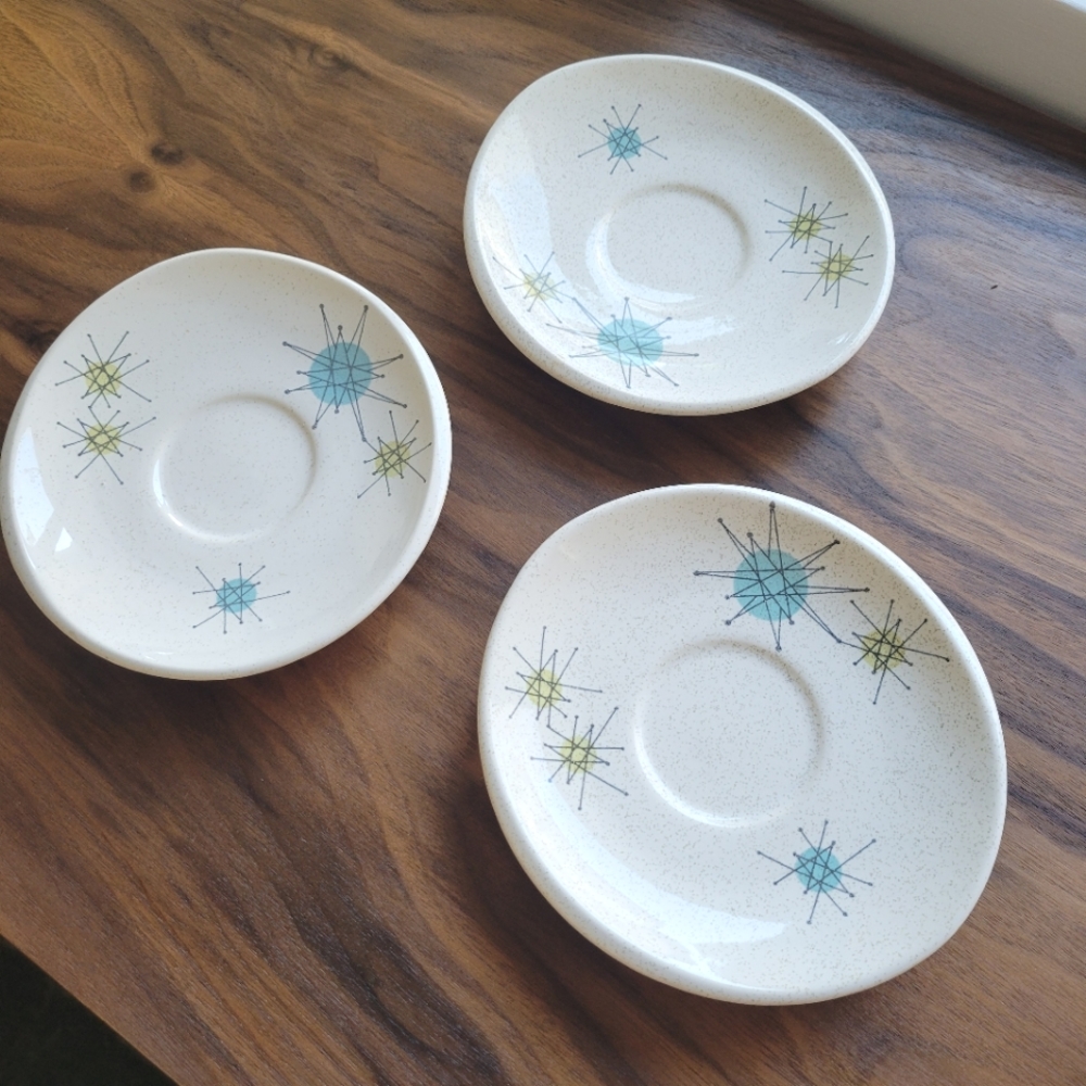Set of 3 Franciscan Starburst  Saucers Atomic Mid Century